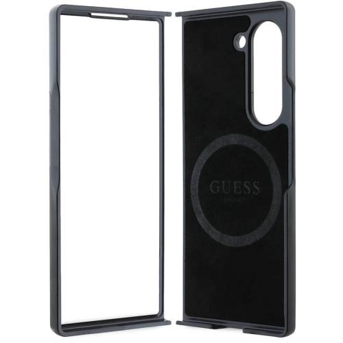 Samsung Galaxy Z Fold 6 Kılıf Guess Orjinal Lisanslı Saffiano Metal Logo Kapak - Siyah