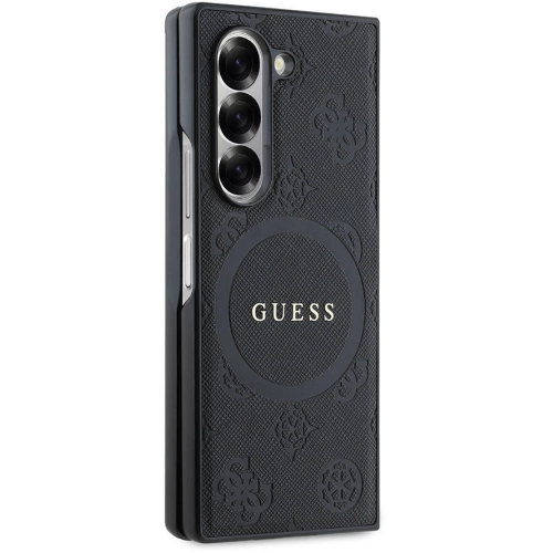 Samsung Galaxy Z Fold 6 Kılıf Guess Orjinal Lisanslı Saffiano Metal Logo Kapak - Siyah