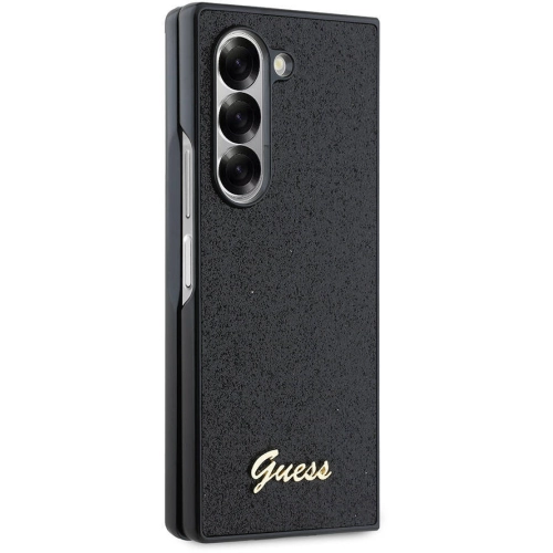 Samsung Galaxy Z Fold 6 Kılıf Guess Orjinal Lisanslı Yazı Logolu Glitter Script Kapak - Siyah