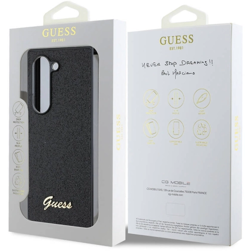 Samsung Galaxy Z Fold 6 Kılıf Guess Orjinal Lisanslı Yazı Logolu Glitter Script Kapak - Siyah