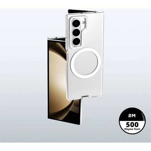 Samsung Galaxy Z Fold 6 Kılıf Magsafe Şarj Özellikli Şeffaf Youngkit Crystal Shield Serisi Kapak - Şeffaf