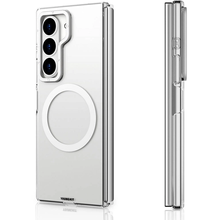 Samsung Galaxy Z Fold 6 Kılıf Magsafe Şarj Özellikli Şeffaf Youngkit Crystal Shield Serisi Kapak - Şeffaf