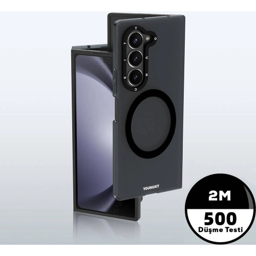 Samsung Galaxy Z Fold 6 Kılıf Magsafe Şarj Özellikli Youngkit Hidden Sand Serisi Kapak - Beyaz