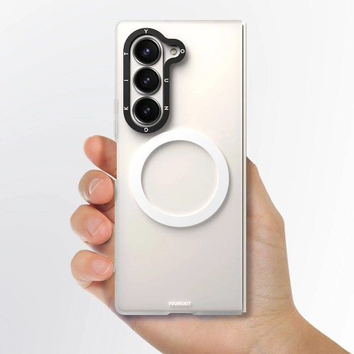 Samsung Galaxy Z Fold 6 Kılıf Magsafe Şarj Özellikli Youngkit Hidden Sand Serisi Kapak - Beyaz
