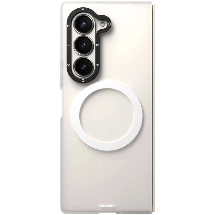 Samsung Galaxy Z Fold 6 Kılıf Magsafe Şarj Özellikli Youngkit Hidden Sand Serisi Kapak - Beyaz