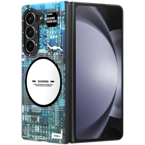 Samsung Galaxy Z Fold 6 Kılıf Magsafe Şarj Özellikli YoungKit Technology Serisi Kapak - Mavi