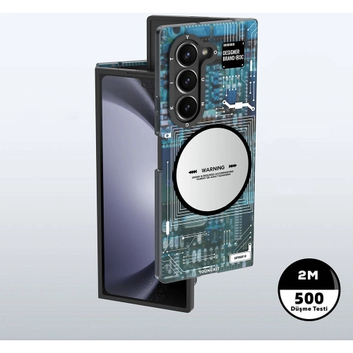 Samsung Galaxy Z Fold 6 Kılıf Magsafe Şarj Özellikli YoungKit Technology Serisi Kapak - Siyah