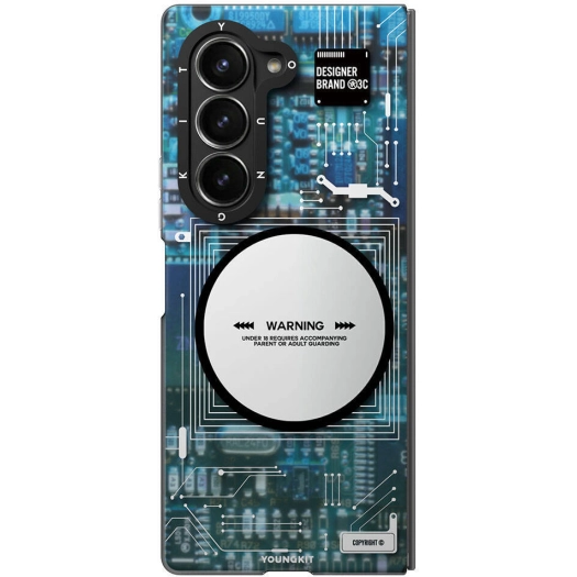 Samsung Galaxy Z Fold 6 Kılıf Magsafe Şarj Özellikli YoungKit Technology Serisi Kapak - Mavi