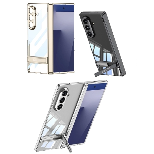 Samsung Galaxy Z Fold 7 Kılıf Kamera Korumalı Şeffaf Tasarımlı Lego Standlı Kapak - Siyah