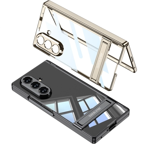 Samsung Galaxy Z Fold 7 Kılıf Kamera Korumalı Şeffaf Tasarımlı Lego Standlı Kapak - Siyah