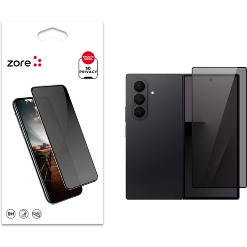 Samsung Galaxy Z Fold 7 Kırılmaz Cam 5D Ekran Koruyucu Karartmalı Hayalet Cam Privacy Tam Kapatan - Siyah