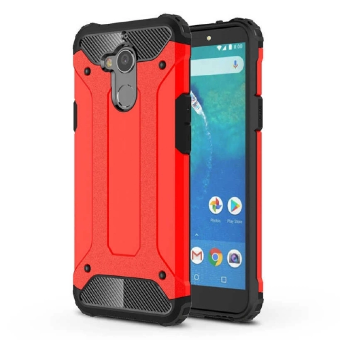 General Mobile GM 8 Kılıf Zırhlı Tank Crash Silikon Kapak - Kırmızı