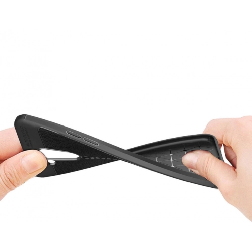 General Mobile GM 8 Kılıf Deri Görünümlü Lüks Parmak İzi Bırakmaz Niss Silikon Kapak - Siyah