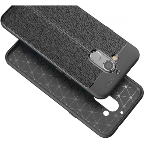 General Mobile GM 8 Kılıf Deri Görünümlü Lüks Parmak İzi Bırakmaz Niss Silikon Kapak - Siyah