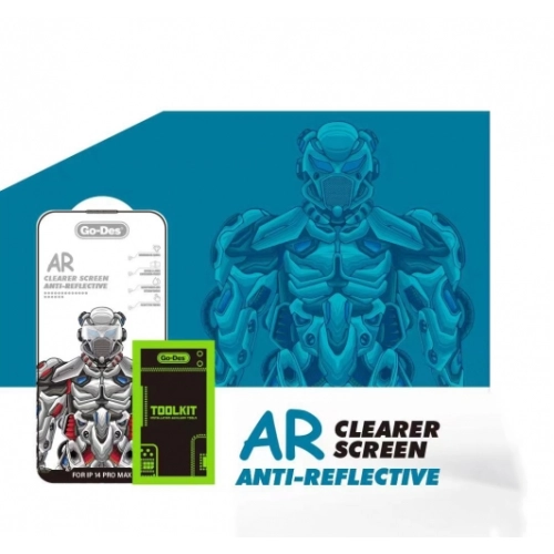 Go Des Apple iPhone 13 Pro Max (6.7) Ekran Koruyucu Anti Reflective Temperli Cam - Siyah