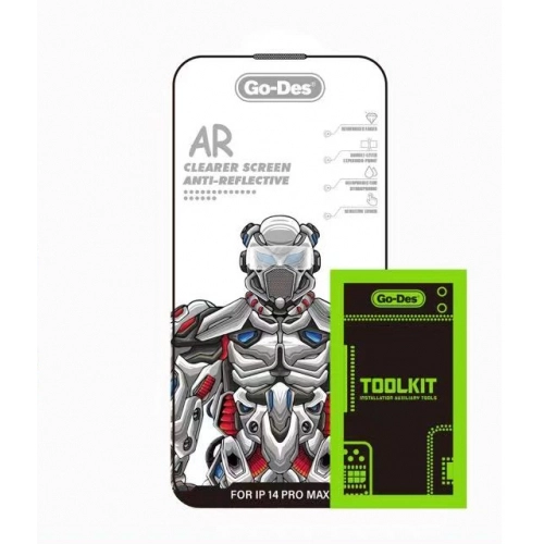 Go Des Apple iPhone 13 Pro Max (6.7) Ekran Koruyucu Anti Reflective Temperli Cam - Siyah