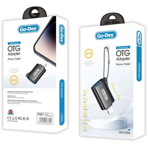 Go Des GD-CT066 USB-A to Lightning OTG Adaptör Çevirici - Siyah