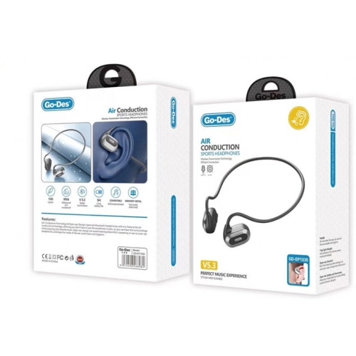Go Des GD-EP1030 Hava İletim Teknolojili Su Geçirmez Boyun Askılı Sporcu Bluetooth Kulaklığı 1200mAh - Siyah