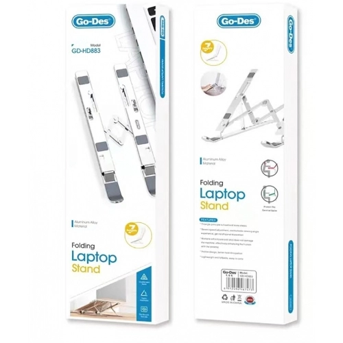 Go Des GD-HD883 Çok Fonksiyonlu 7 Kademeli Ayarlanabilir Dizüstü Laptop Standı - Gümüş