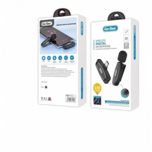 Go Des GD-WS301TC Kablosuz Dijital Yaka Mikrofonu Seti - Siyah