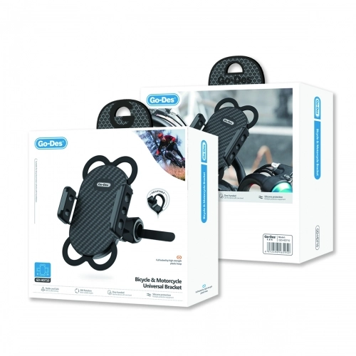 Go-Des Bisiklet ve Motorsiklet Telefon Tutucu Silikon GD-HD710 - Siyah