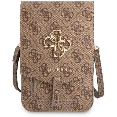 Guess Orjinal Lisanslı 4G Desenli Büyük 4G Logolu 5 Hazneli Askılı Mıknatıs Kapaklı Çanta - Kahverengi