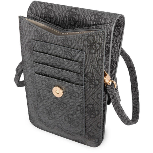 Guess Orjinal Lisanslı 4G Desenli Büyük 4G Logolu 5 Hazneli Askılı Mıknatıs Kapaklı Çanta - Gri