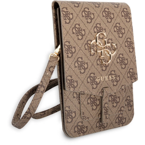 Guess Orjinal Lisanslı 4G Desenli Büyük 4G Logolu 5 Hazneli Askılı Mıknatıs Kapaklı Çanta - Gri