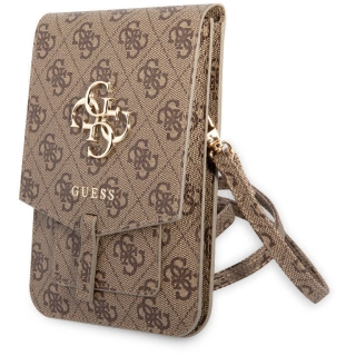 Guess Orjinal Lisanslı 4G Desenli Büyük 4G Logolu 5 Hazneli Askılı Mıknatıs Kapaklı Çanta - Kahverengi