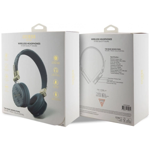 Guess Orjinal Lisanslı 4G Metal Logo PU Deri Ayarlanabilir Kulak Üstü Bluetooth Kulaklık - Kahve