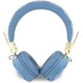 Guess Orjinal Lisanslı 4G Metal Logo PU Deri Ayarlanabilir Kulak Üstü Bluetooth Kulaklık - Mavi