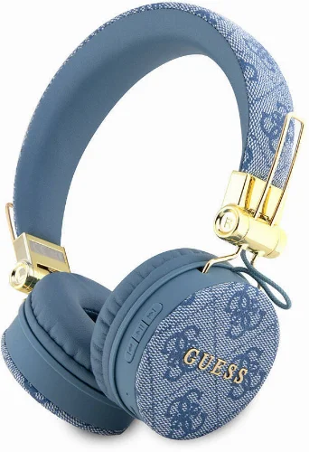 Guess Orjinal Lisanslı 4G Metal Logo PU Deri Ayarlanabilir Kulak Üstü Bluetooth Kulaklık - Mavi