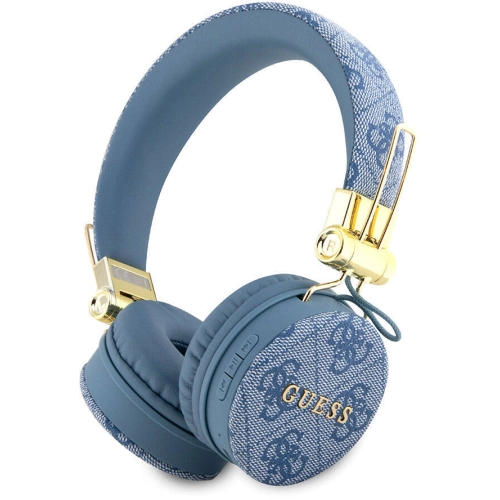 Guess Orjinal Lisanslı 4G Metal Logo PU Deri Ayarlanabilir Kulak Üstü Bluetooth Kulaklık - Mavi