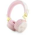 Guess Orjinal Lisanslı 4G Metal Logo PU Deri Ayarlanabilir Kulak Üstü Bluetooth Kulaklık - Pembe
