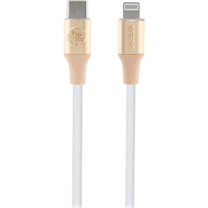 Guess Orjinal Lisanslı 4G ve Yazı Logolu Aydınlatmalı Kablo Ucu Hızlı Şarj Özellikli Type-C To Lightning PD Kablo 3A 1.5m - Gold