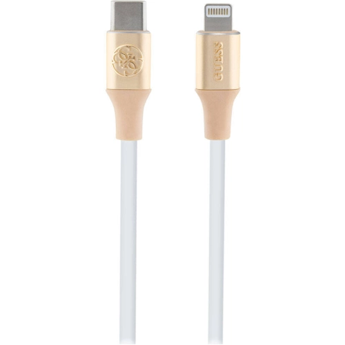 Guess Orjinal Lisanslı 4G ve Yazı Logolu Aydınlatmalı Kablo Ucu Hızlı Şarj Özellikli Type-C To Lightning PD Kablo 3A 1.5m - Gold