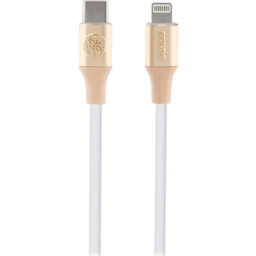 Guess Orjinal Lisanslı 4G ve Yazı Logolu Aydınlatmalı Kablo Ucu Hızlı Şarj Özellikli Type-C To Lightning PD Kablo 3A 1.5m - Gold