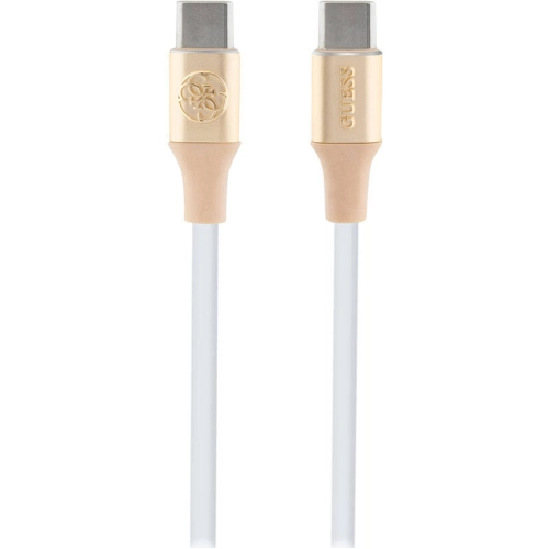 Guess Orjinal Lisanslı 4G ve Yazı Logolu Aydınlatmalı Kablo Ucu Hızlı Şarj Özellikli Type-C To Type-C PD Kablo 3A 1.5m - Gold