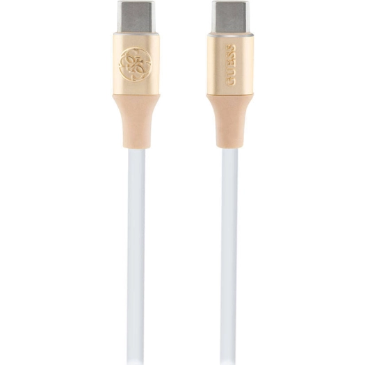 Guess Orjinal Lisanslı 4G ve Yazı Logolu Aydınlatmalı Kablo Ucu Hızlı Şarj Özellikli Type-C To Type-C PD Kablo 3A 1.5m - Gold