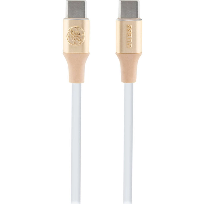 Guess Orjinal Lisanslı 4G ve Yazı Logolu Aydınlatmalı Kablo Ucu Hızlı Şarj Özellikli Type-C To Type-C PD Kablo 3A 1.5m - Gold