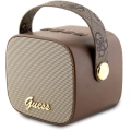 Guess Orjinal Lisanslı Askılı PU Deri Yazı Logolu 5W Bluetooth Speaker - Kahverengi