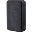 Guess Orjinal Lisanslı Dijital Led Göstergeli PU Deri 4G Desenli Metal Yazı Logolu Powerbank 10000mAh 18W - Siyah