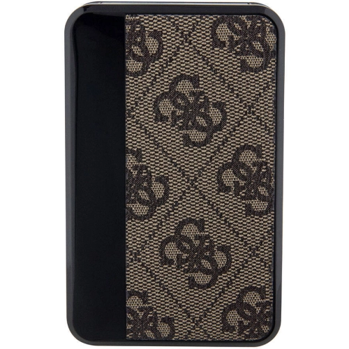 Guess Orjinal Lisanslı Dijital Led Göstergeli PU Deri 4G Desenli Metal Yazı Logolu Powerbank 10000mAh 18W - Siyah