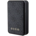 Guess Orjinal Lisanslı Dijital Led Göstergeli PU Deri 4G Desenli Metal Yazı Logolu Powerbank 10000mAh 18W - Siyah