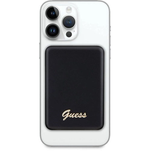 Guess Orjinal Lisanslı Magsafe Şarj Özellikli Metal Yazı Logolu Powerbank 3000mAh 5W - Gold
