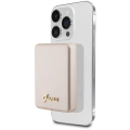 Guess Orjinal Lisanslı Magsafe Şarj Özellikli Metal Yazı Logolu Powerbank 5000mAh 15W - Gold