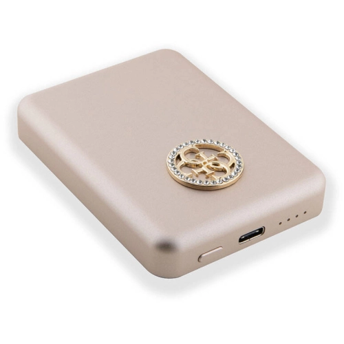 Guess Orjinal Lisanslı Magsafe Şarj Özellikli Taşlı 4G Logolu Powerbank 3000mAh 5W - Siyah