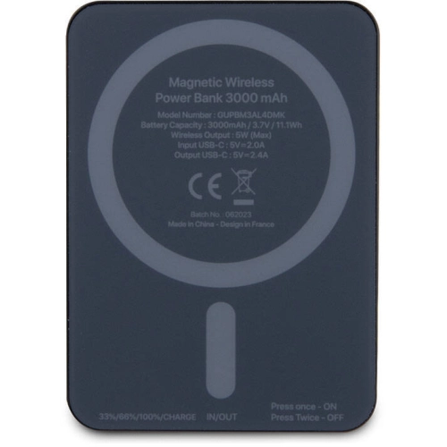 Guess Orjinal Lisanslı Magsafe Şarj Özellikli Taşlı 4G Logolu Powerbank 3000mAh 5W - Siyah