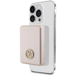 Guess Orjinal Lisanslı Magsafe Şarj Özellikli Taşlı 4G Logolu Powerbank 5000mAh 15W - Gold