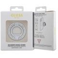 Guess Orjinal Lisanslı Magsafe Şarj Özellikli Yazı Logolu Taşlı Yüzüklü Magnetik Stand - Gümüş
